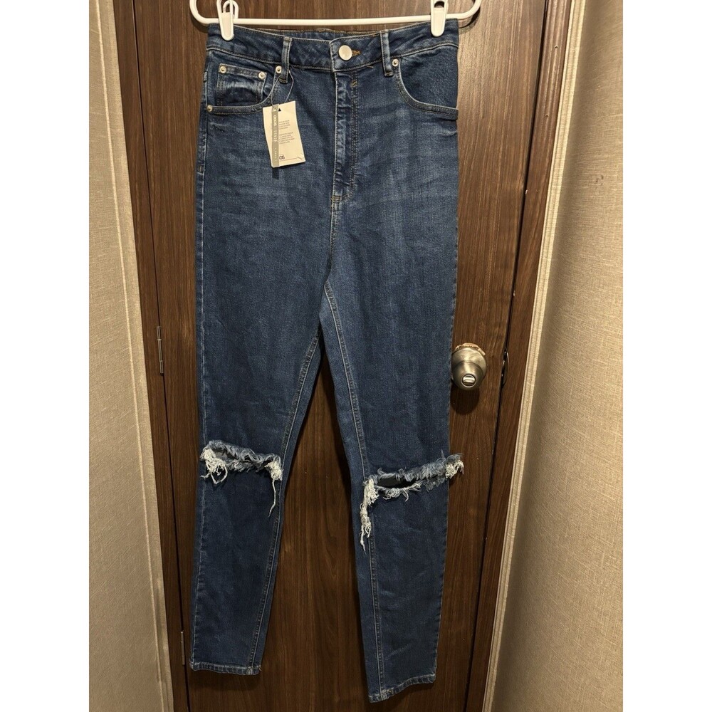 ASOS High Waisted Ripped Jeans Blue Tall  30x36